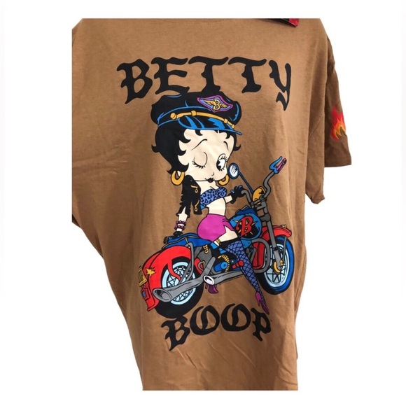 Betty Boop brown hot winking betty on motorcycle t-shirt size XL‎ new - Picture 9 of 9